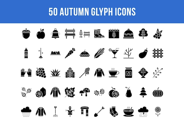 50 Autumn Glyph Icons