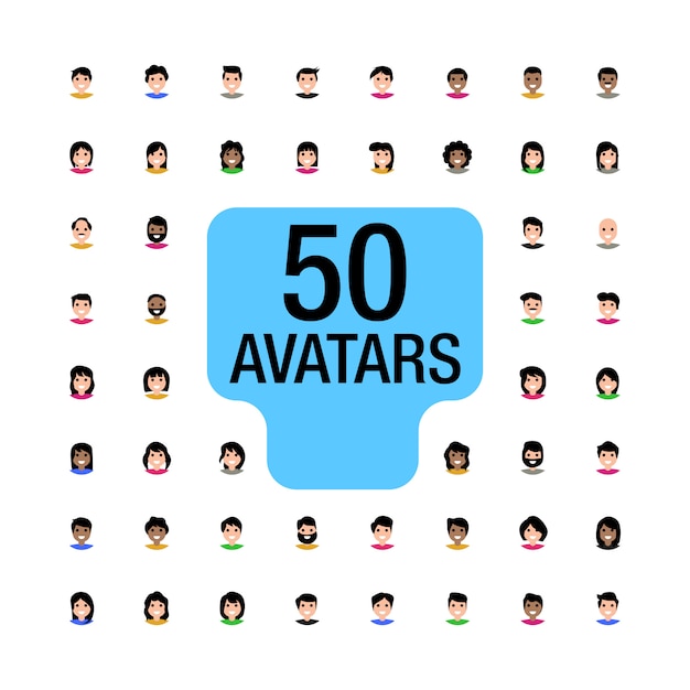 50 avatar flat simple