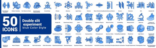 50 Blue Icons for Double Slit Experiment