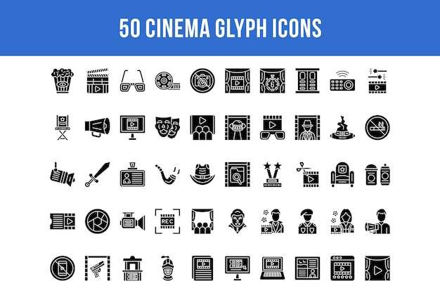 50 Cinema Glyph-pictogrammen