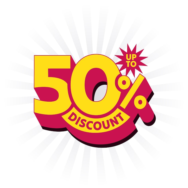 Vector 50 discount tag label sticker for business promotion banner poster flyer thirty percent off