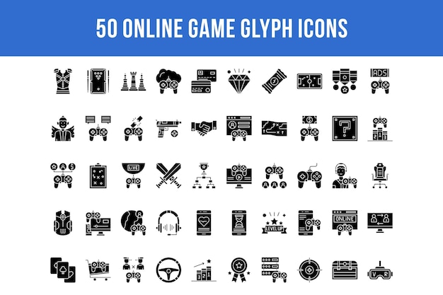 50 Glyph-pictogrammen voor online games