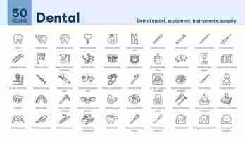 Vector 50 icons dental