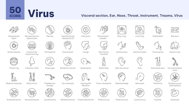 Vector 50 icons virus