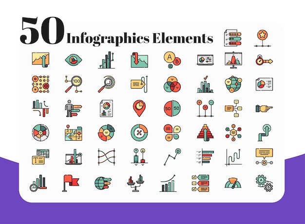 50 infographics-elementen en pictogrammen