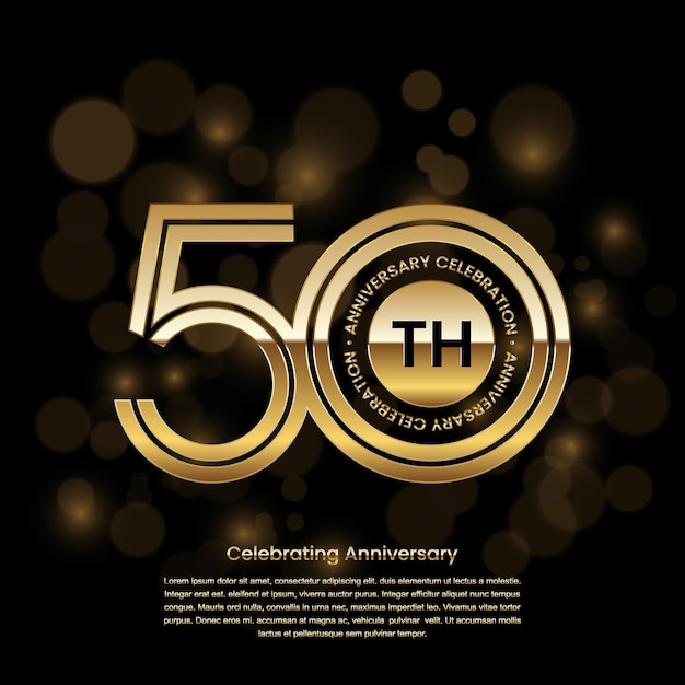 50 jaar jubileum logo-ontwerp met gouden kleur en dubbele lijnstijl Logo Vector Template