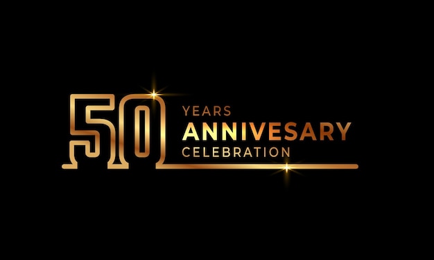 50-jarig jubileumfeest met gouden kleur één verbonden lijn geïsoleerd op donkere achtergrond