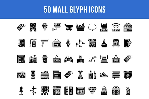 50 Mall Glyph-pictogrammen