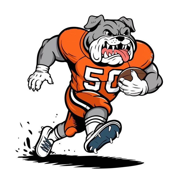 Vector 50 number bulldog american football player vector illustration