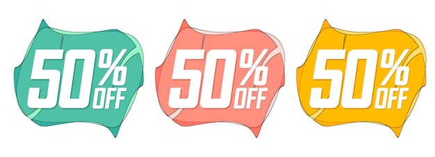 50 off banners promo tags ontwerp sjabloon vector