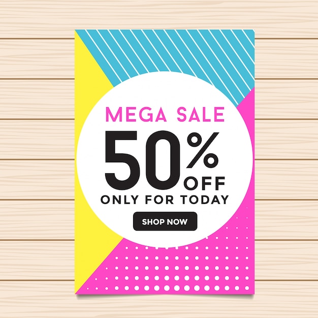 Vector 50% off mega sale banner illustratie