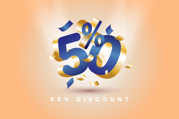 50 percent discount vector 3d design