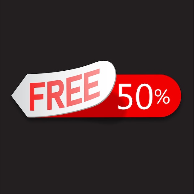 50 percent free label vector design banner