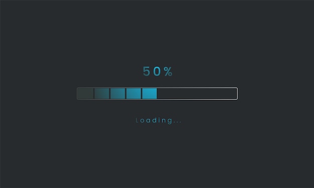 Vector 50 percent futuristic dark blue progress loading bar loading bar process of indicators