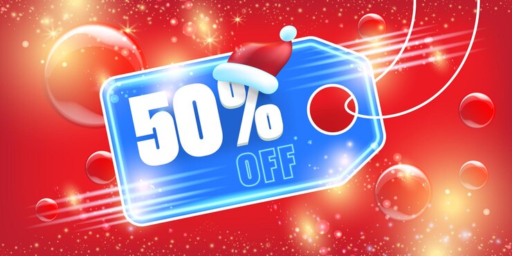 Vector 50% 折扣的聖誕節廣告標誌設計模板