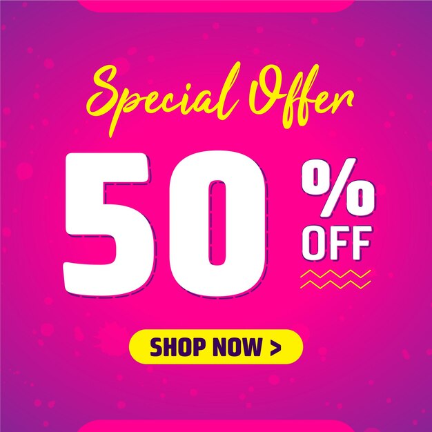 50 percent off. Design Template for Special Offer Marketing. 50 Promotional Discount.