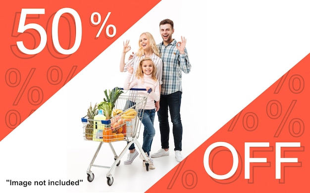 Vettore sconto del 50% su tutti i prodotti mega banner di vendita