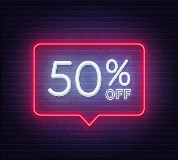 벽돌 벽에 네온 사인 50 % 할인