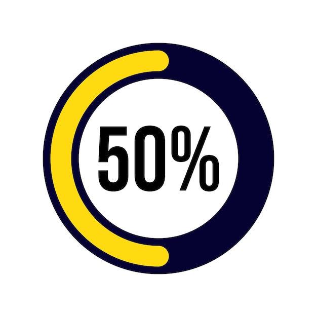 Vector 50 percentage circle 50 circle loading and circle progress 50 percent diagrams for infographic