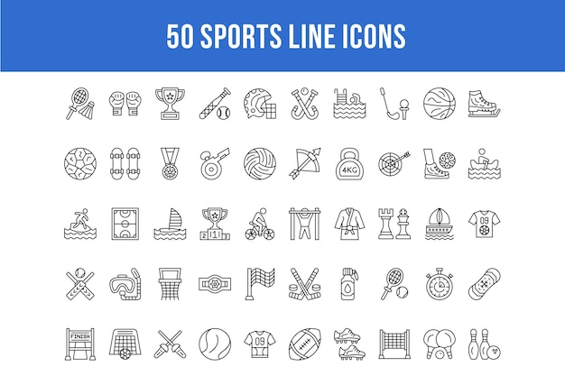 50 sportlijnpictogrammen