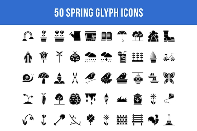 50 Spring Glyph Icons