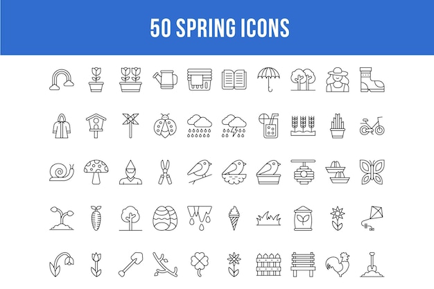 50 Spring Line Icons