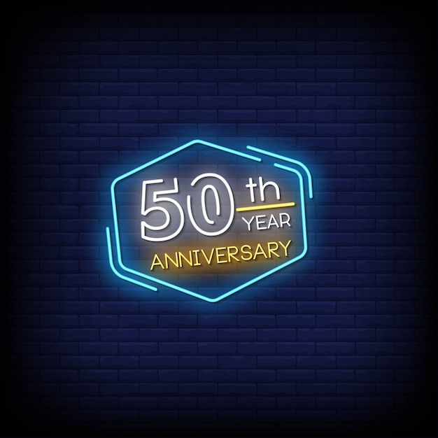 50 th year anniversary neon signs style text