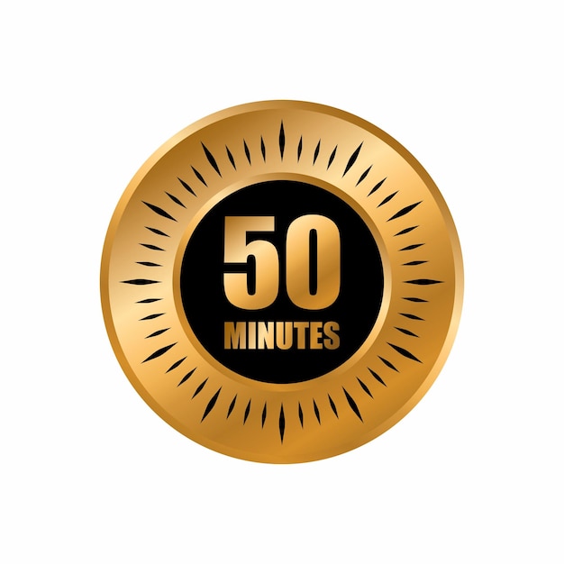 50 timer minutes symbol style isolated on white background. time gold label