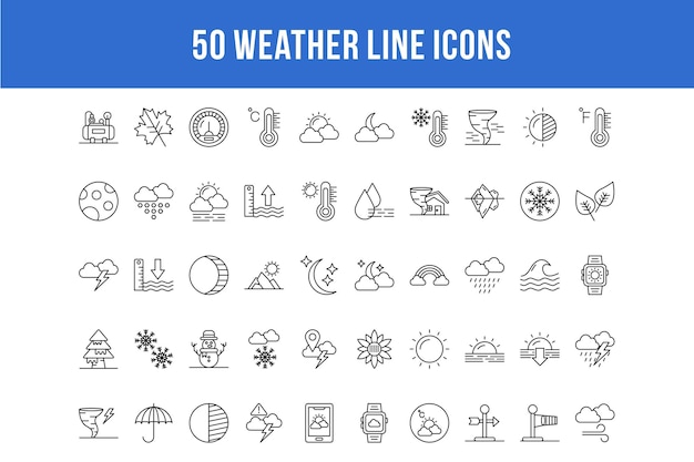 50 Weather Line Icons