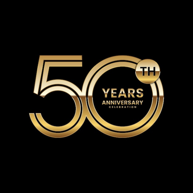 50 year anniversary Anniversary logo design with double line concept vector illustration