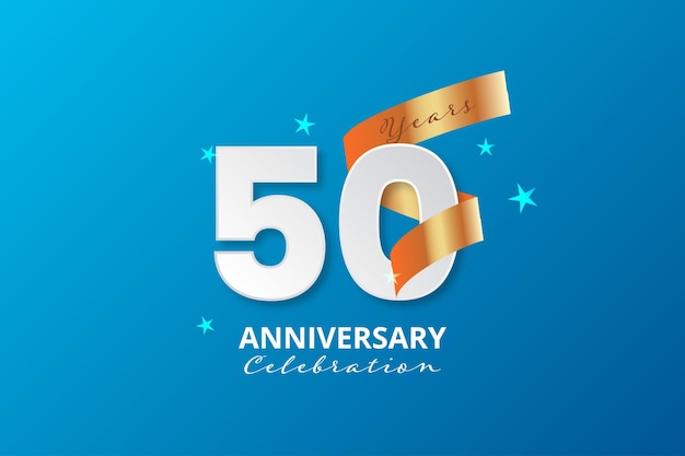 50 years anniversary gold badge label illustration template design