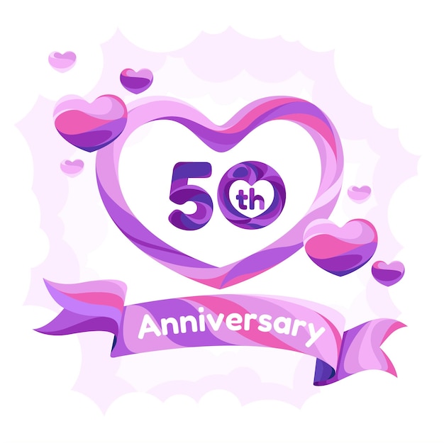 Vector 50 years anniversary vector icon logo greeting card design element with slapstick for 50th anniversary