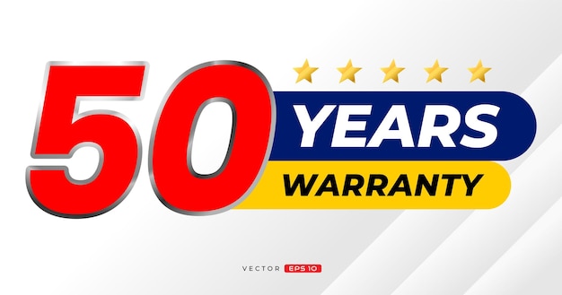 50 years warranty label. for icon, badge, logo, sticker, tag. vector label illustration