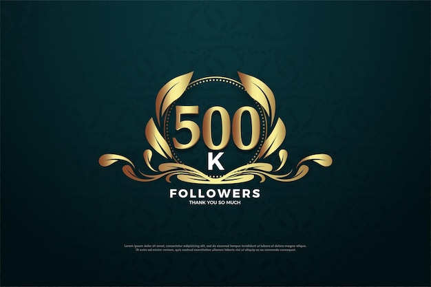 500k followers background with charming numbers and symbols