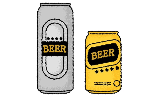 500ml 350ml can of beer with handdrawn analog touch