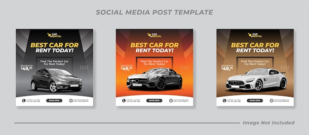 Вектор 505 прокат автомобилей для шаблона поста в социальных сетях instagram