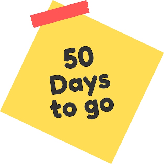 50days to go sign label vector art illustration with yellow sticky notes and black font color.