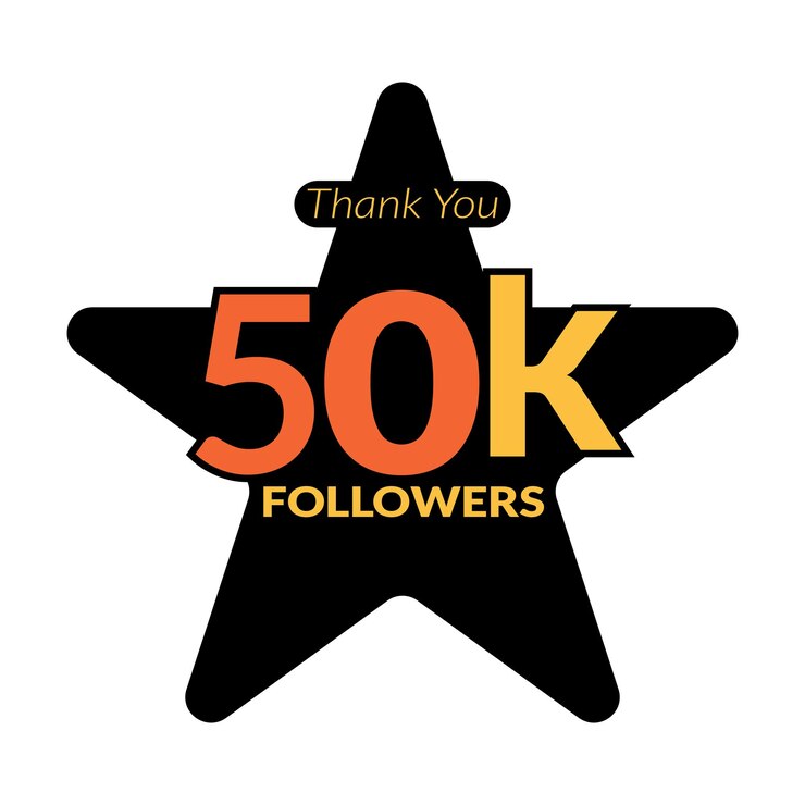 Vector 50k followers vector logo design icon vector thanks for 50k followers
