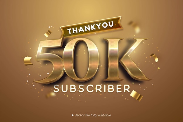 50K バージョンのベクトルテキストエフェクトのバナー