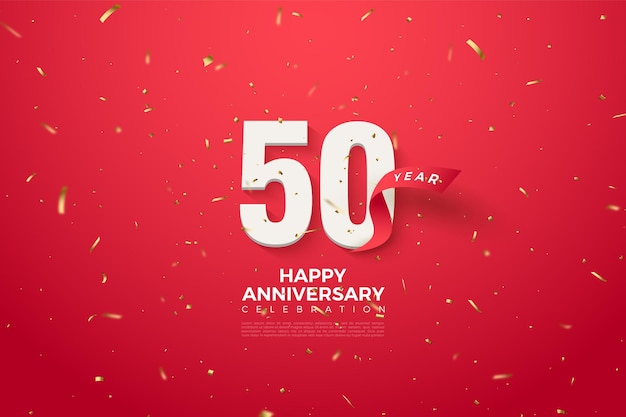 50ste verjaardag met cijfers en rood lint