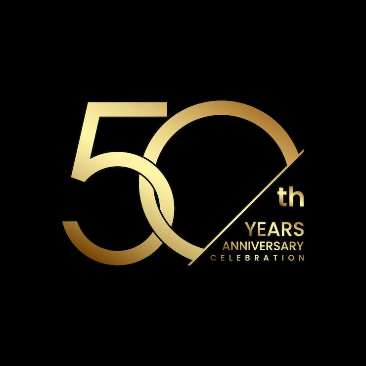 Vector 50th anniversary anniversary logo design with golden number vector template illustration