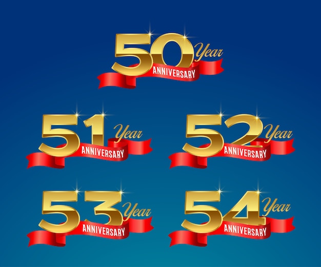 50 ° anniversario celebrazione oro logo con il nastro