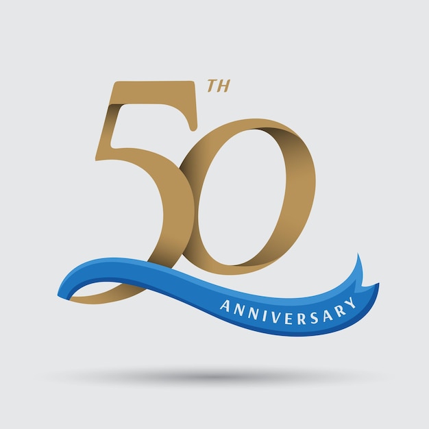 Vector 50th anniversary celebration logotype with modern elegant number design