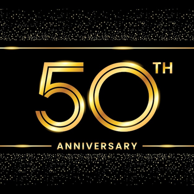 50th Anniversary Gold color template design for birthday event Line Art Design Vector Template