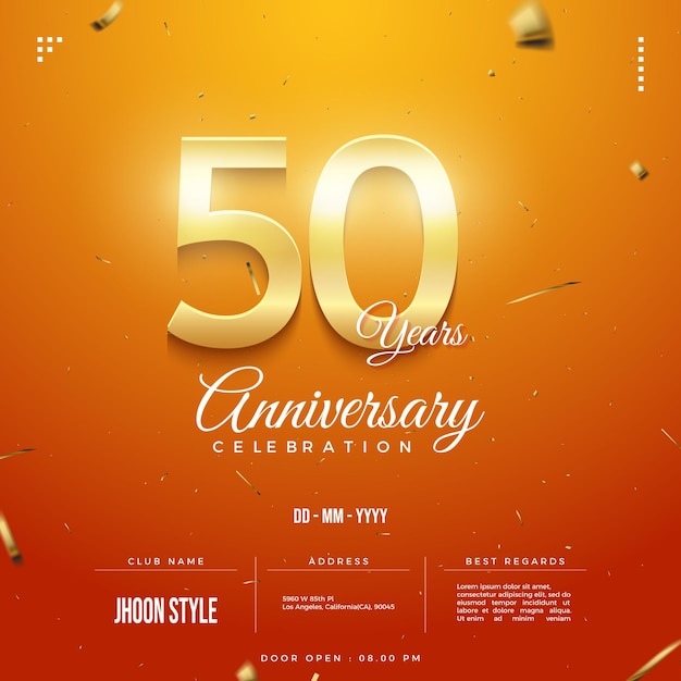 50th anniversary invitation with glowing golden number