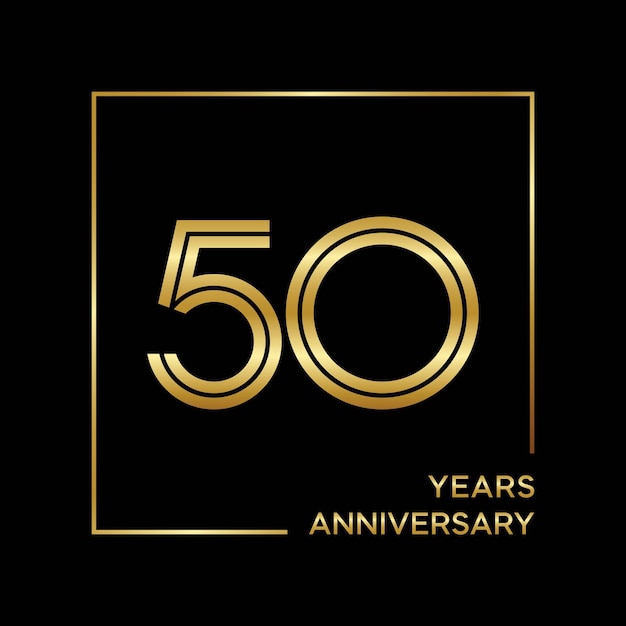 50th Anniversary logo design with double line Logo Vector Template