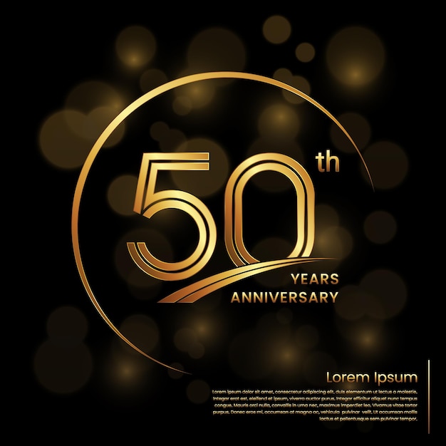 50th Anniversary logo design with double line numbers Golden anniversary template Vector Logo Template