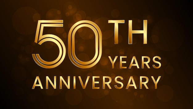 50th anniversary logo with double line number concept and golden color font