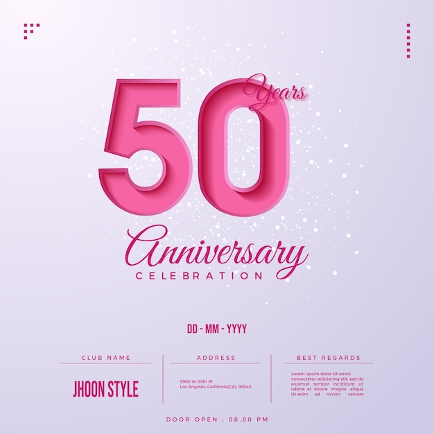 50th anniversary party invitation with numbers cut in effect