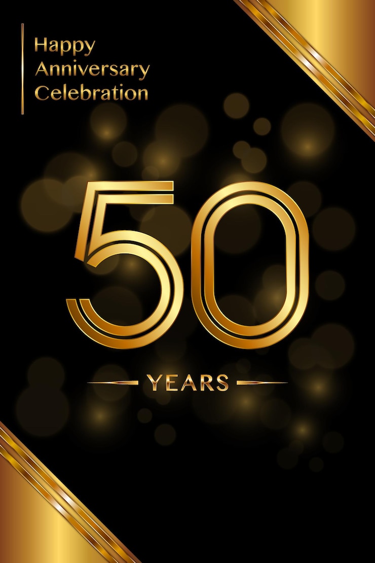 Вектор дизайн шаблона 50-летия с двойными строками шаблон золотого юбилея вектор